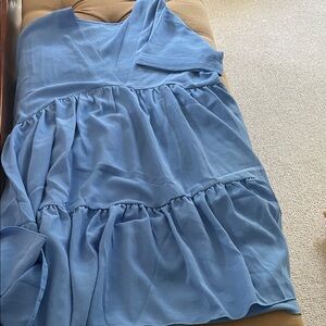 Casual Tiered V-Neck Dress in Light Blue